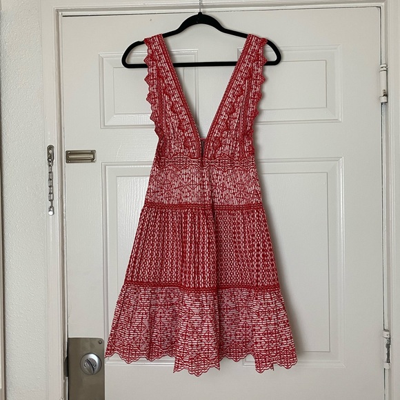 JONATHAN SIMKHAI Stripe Eyelet Gathered Mini Dress
Red & White in Size XS - Picture 3 of 6